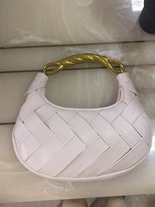 Chic Woven Handbag with Gold Handle