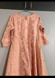 Elegant Peach Floral Anarkali Kurti