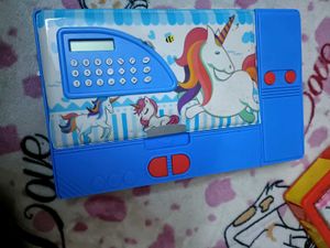 Kids Unicorn Big Pencil Box With Calculator