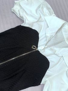 Black &amp; White Corset Blouse