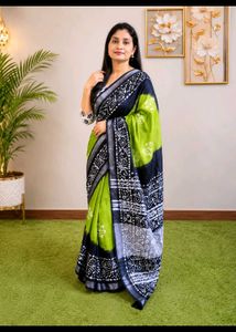 Panna Batik Linen Saree