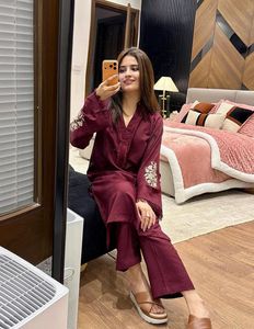 Maroon Embroidered Co-Ord Set