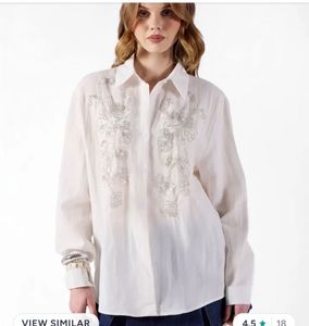 Embellished White Linen Shirt with inner new wdtag