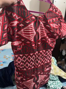 Red &amp; Black Geometric Print kurti