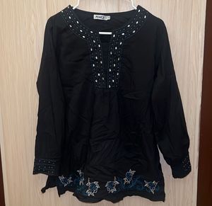 Elegant Black Embroidered Tunic
