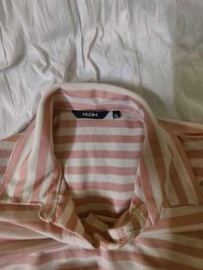 Striped Polo Neck Crop Top