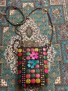Boho Beaded Flower Crossbody Bag
