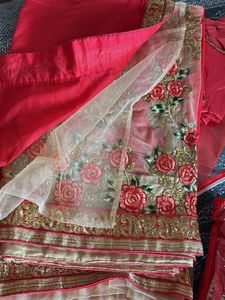 Elegant Pink &amp; Gold Embroidered Saree