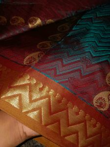 Elegant Red &amp; Teal Saree