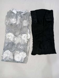 Silver Party Kurta With Inner