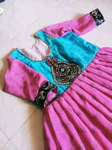 Pink &amp; Blue Anarkali Dress