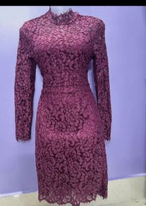 Elegant Burgundy Lace Dress