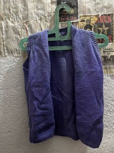 Purple Knit Sleeveless Vest Handmade