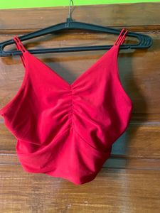 Chic Ruched Red Cami Top
