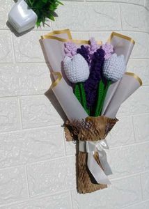 Crochet Tulip And Lavender Flower  Bouqu