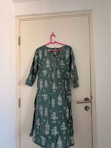 Green Printed Kurta