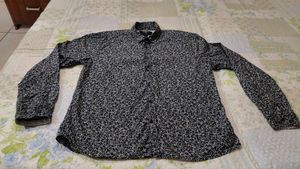Men's Black & White Patterned Long Sleeve Shirt