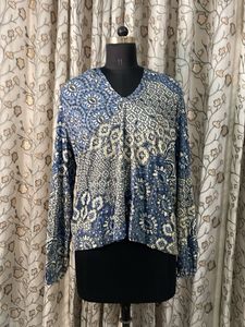 Bohemian Print V-Neck Long Sleeve Top