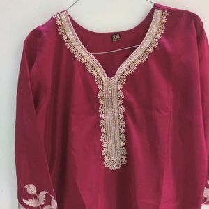 pink Embroidered Kurta Set with Palazzo