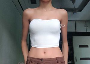 Ribbed White Tube Top