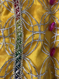 Beautiful Yellow Embroidered Kurta with purse