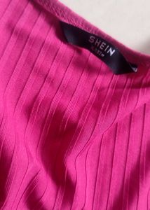 Vibrant Pink Ribbed Long Sleeve Crop Top