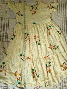 Elegant Cream Floral Print Gown
