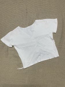 White Ruched Drawstring Top