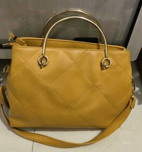 Chic Quilted Yellow Handbag