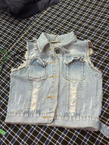 Distressed Denim Vest