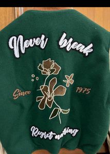 ZARA GREEN WOOL VARSITY JACKET S