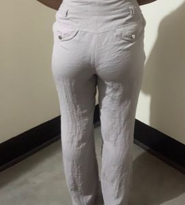 grey flared leg pants