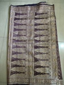 Elegant Purple Saree with Gold Motifs