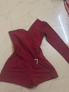 Chic One-Shoulder Burgundy Dress