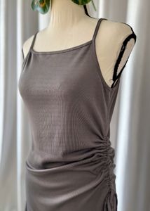 Casual Gray Tank Dress with Side Tie