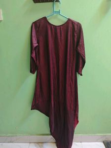 Stylish Maroon Asymmetrical Kurta Dress