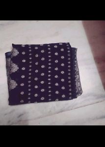 New Elegant Navy Blue Saree with Silver Border