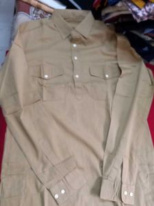 MENS BEIGE PATTAN SET Shirt and Pants