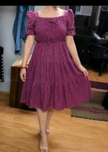 Purple Tiered Smocked Midi Dress