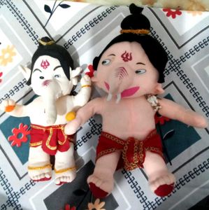 Cute Ganesha Plush Soft Toys (Set of 2)