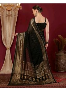 Elegant Black &amp; Gold Saree