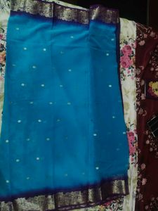 Beautiful Blue &amp; Purple Saree without blouse