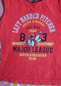 Red "Major League" Sleeveless Top
