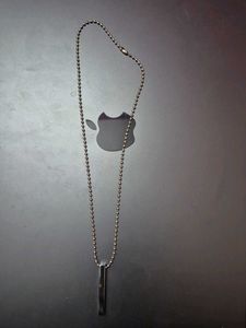 Silver &amp; Black Tone Bar Pendant DogTag