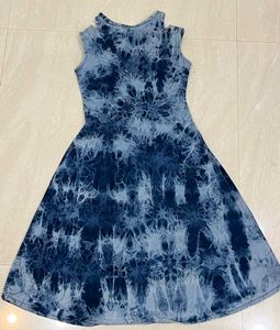Tie-Dye Denim A-Line Dress