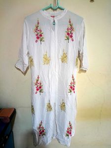 White Embroidered Kurti with Flared Sharara Set (2