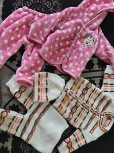 Cute Pink Polka Dot Baby Set