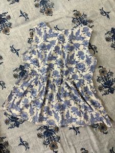 Blue Sleeveless Peplum Top