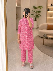 Pink Floral Kurta Set for Women