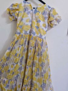 Yellow Leaf Print Gown
